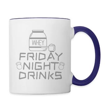 FRIDAY NIGHT DRINK - Contrast Coffee Mug - white/cobalt blue - Right
