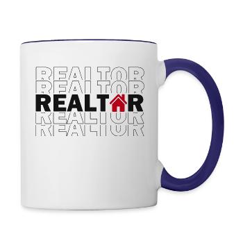 Realtor with house - Real estate - Contrast Coffee Mug - white/cobalt blue - Right