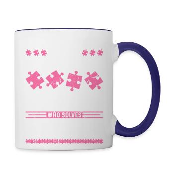 Jigsaw Puzzle Lover Woman Puzzle - Contrast Coffee Mug - white/cobalt blue - Right