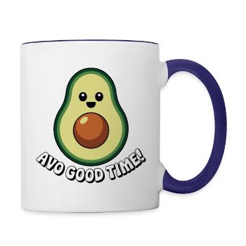 Avo Good Time: Playful Avocado - Contrast Coffee Mug - white/cobalt blue - Right