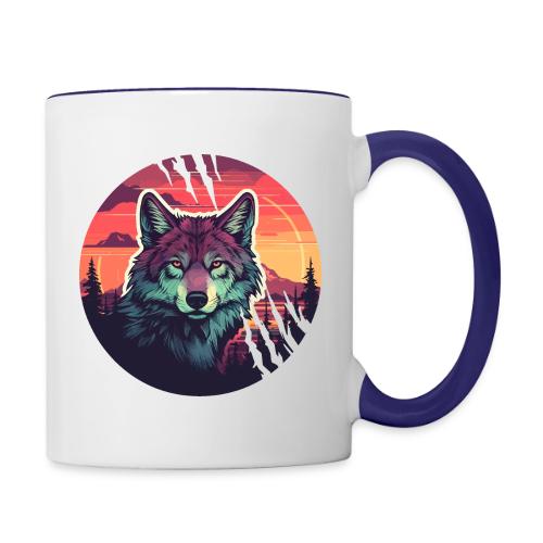 Colorful Wolf Stare - Contrast Coffee Mug