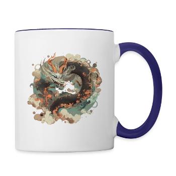Asian Guardian Dragon - Contrast Coffee Mug - white/cobalt blue - Right
