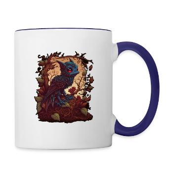 The Whispering Raven - Contrast Coffee Mug - white/cobalt blue - Right