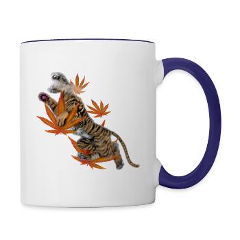 Smoking Tiger - Contrast Coffee Mug - white/cobalt blue - Right