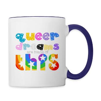 Queer dreams are made of this - Contrast Coffee Mug - white/cobalt blue - Right