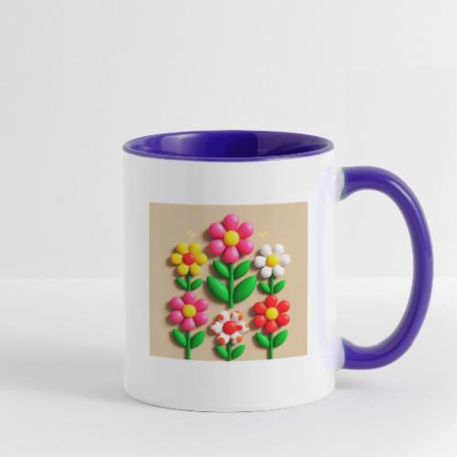 3D Flowers and Butterflies in Amber, Floral Design - Contrast Coffee Mug