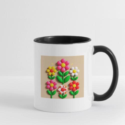 3D Flowers and Butterflies in Amber, Floral Design - Contrast Coffee Mug