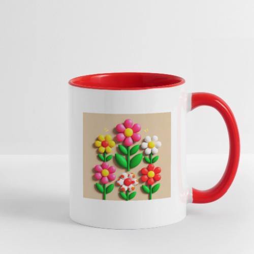 3D Flowers and Butterflies in Amber, Floral Design - Contrast Coffee Mug