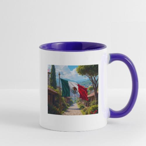 Mexican flag surrounded by nature and magic town - Contrast Coffee Mug
