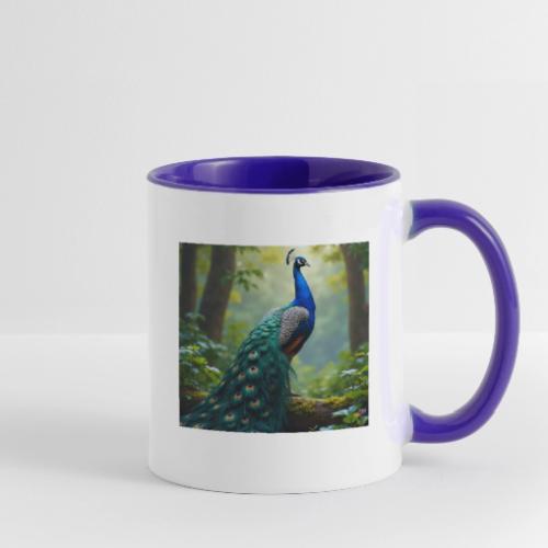 Majestic Peacock in Enchanted Forest - Contrast Coffee Mug
