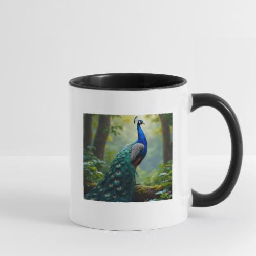 Majestic Peacock in Enchanted Forest - Contrast Coffee Mug