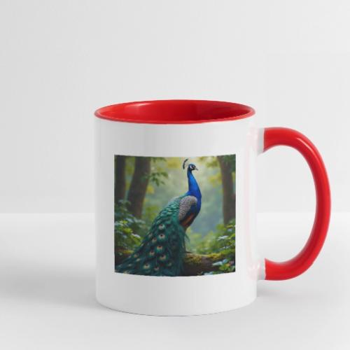 Majestic Peacock in Enchanted Forest - Contrast Coffee Mug