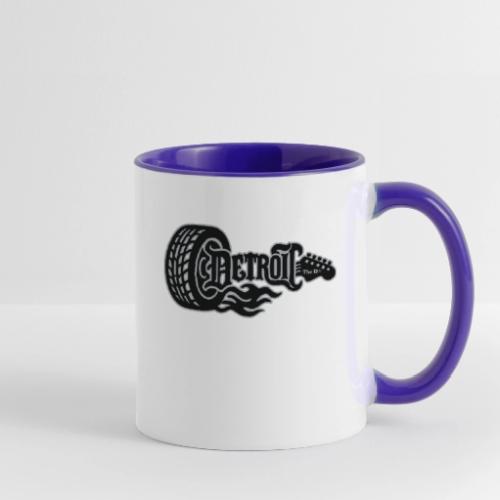 The D® - Detroit Wheel Guitar with Flames Blk Slvr - Contrast Coffee Mug