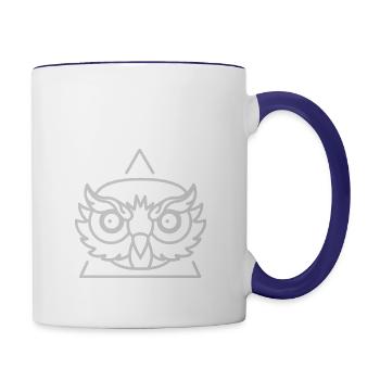 Lovely owl inside pyramid - Contrast Coffee Mug - white/cobalt blue - Right
