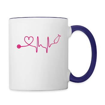 Stethoscope Heartbeat - Contrast Coffee Mug - white/cobalt blue - Right
