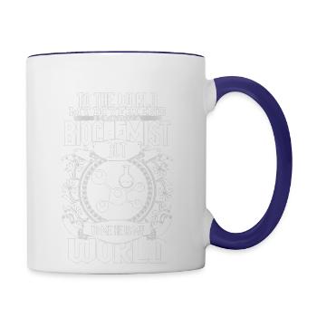 My Boyfriend Is Just A Biochemist The World - Contrast Coffee Mug - white/cobalt blue - Right
