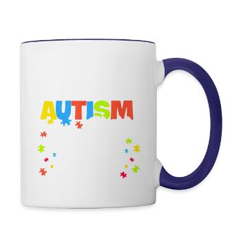 Autism Mom Gifts Autism Awareness Puzzle Pieces - Contrast Coffee Mug - white/cobalt blue - Right