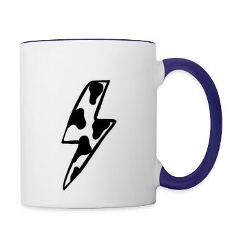 Cow print lightning bolt - Contrast Coffee Mug - white/cobalt blue - Right