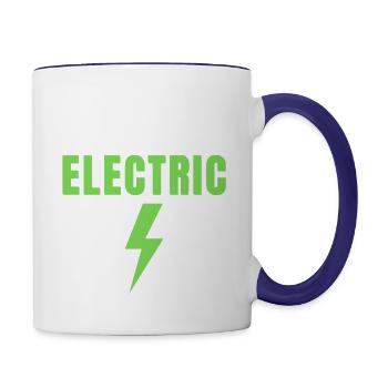 Chemise 100% électrique, drôle de véhicule électrique, véhicules électriques - Tasse bicolore - blanc/bleu cobalt - Droite