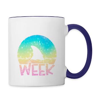 Shark Lover Ocean Wildlife Shark Fin Week - Contrast Coffee Mug - white/cobalt blue - Right