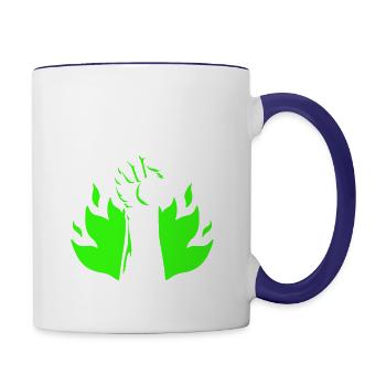 Vegan Power Green Fist - Contrast Coffee Mug - white/cobalt blue - Right