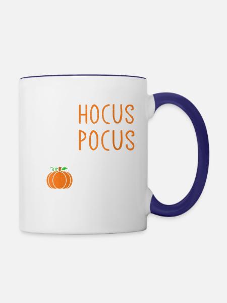 Hocus Pocus I Need Coffee To Focus Halloween - Contrast Coffee Mug - white/cobalt blue