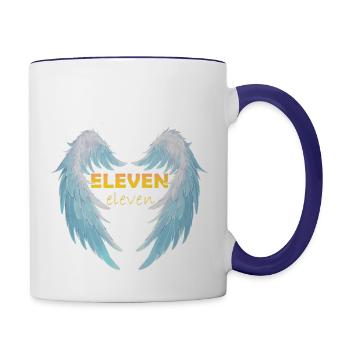 11 11 angel number with positive quote - Contrast Coffee Mug - white/cobalt blue - Right