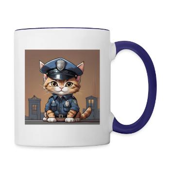 policeman kitty - Contrast Coffee Mug - white/cobalt blue - Right