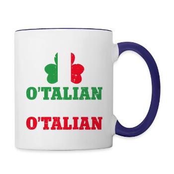 O' Talian Green St. Patricks Is Italian - Contrast Coffee Mug - white/cobalt blue - Right