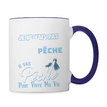 I don't go fishing to run away from my life - Contrast Coffee Mug - white/cobalt blue - Right