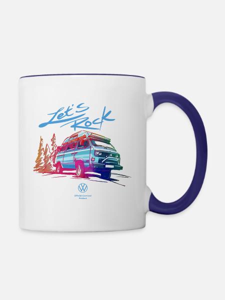 Volkswagen VW Bulli With Logo And Lettering - Contrast Coffee Mug - white/cobalt blue