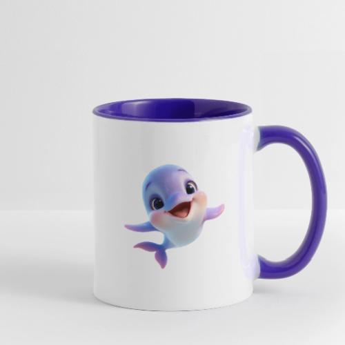 Purple-White Smiling Baby Dolphin - Contrast Coffee Mug