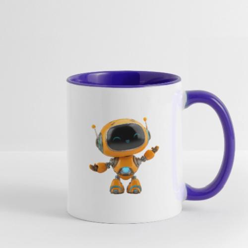 Playful Orange 3D Cartoon Robot for Kids - Contrast Coffee Mug