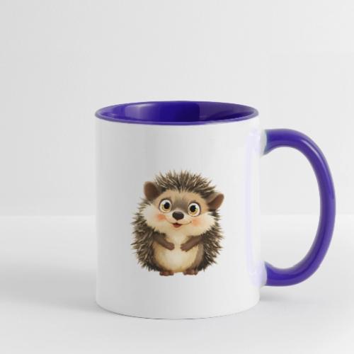 Smiling Cartoon Hedgehog with Joyful Expression - Contrast Coffee Mug