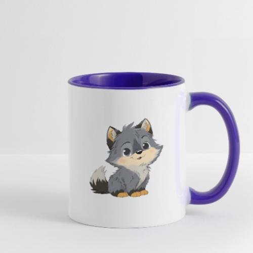 Cute Cartoon Baby Wolf with Innocent Eyes - Contrast Coffee Mug