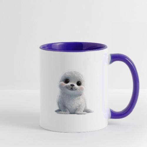 Cute White Cartoon Baby Sea Lion - Contrast Coffee Mug