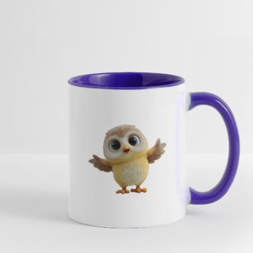 Cute Cartoon Baby Owl with Wings Open - Contrast Coffee Mug