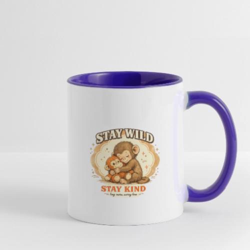 Stay Wild Stay Kind Punch Monkey Hug - Contrast Coffee Mug