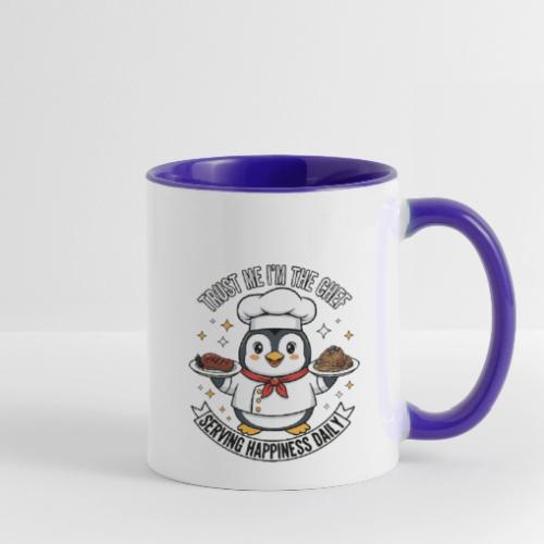 cute Penguin Chef-Funny Cartoon Daily Happiness - Contrast Coffee Mug