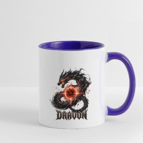Dravon Fire Dragon Dark Fantasy Graphic T-Shirt - Contrast Coffee Mug