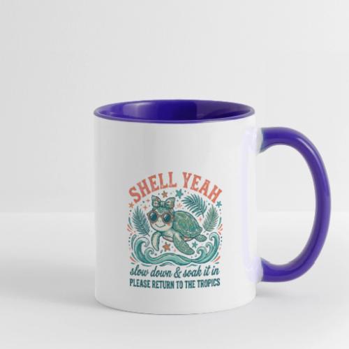 Shell Yeah Sea Turtle Beach Vibes - Contrast Coffee Mug