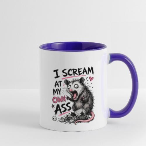 Funny Opossum Screaming Graphic Tee - Contrast Coffee Mug