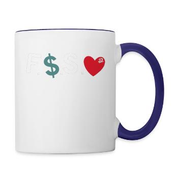 Fuck Money Spread Love - Contrast Coffee Mug - white/cobalt blue - Right