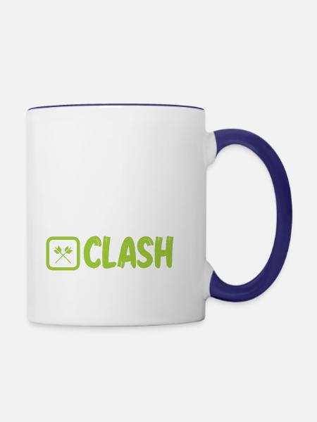 Eat Sleep Clash Repeat Swords Clan Mobile Gaming - Contrast Coffee Mug - white/cobalt blue