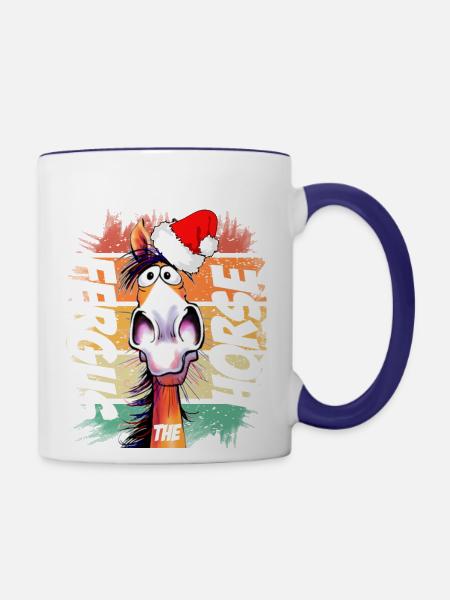 Fergus The Horse - Contrast Coffee Mug - white/cobalt blue