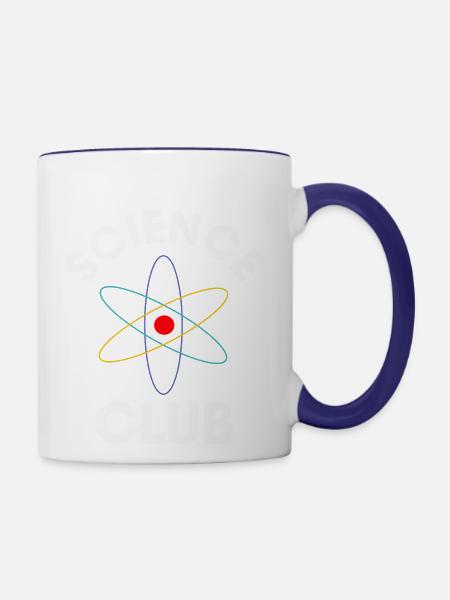 Science Club Scientist Typography With Drawing - Contrast Coffee Mug - white/cobalt blue