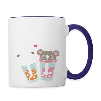Bes Teas Cute Bubble Tea Kawaii Panda And Koala - Contrast Coffee Mug - white/cobalt blue - Right