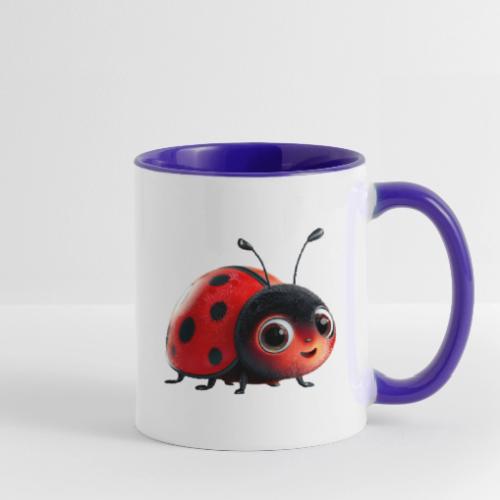 Adorable Cartoon Ladybug with Big Eyes - Contrast Coffee Mug