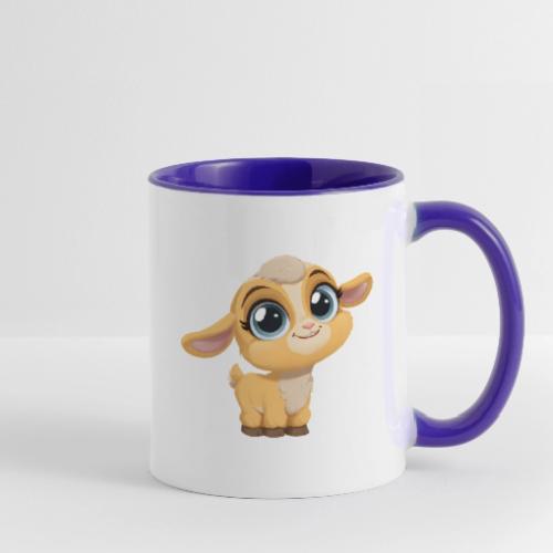 Sweet Cartoon Baby Goat with Joyful Smile - Contrast Coffee Mug