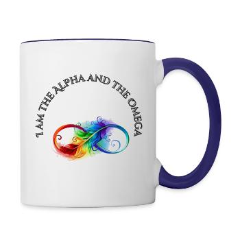 I Am the Alpha and the Omega infinity - Contrast Coffee Mug - white/cobalt blue - Right